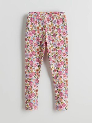 Lcw Eco Pembe Beli Lastikli Çiçekli Kız Çocuk Tayt