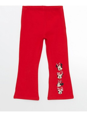 LC Waikiki Lcw Kids Kırmızı Minnie Mouse Baskılı Kız Çocuk Tayt