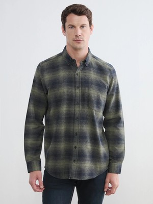 LC Waikiki Lcwaıkıkı Classic Haki Regular Fit Yün Karışımlı Erkek Gömlek