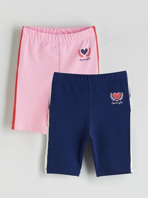 LC Waikiki Lcw Kids Pembe Beli Lastikli Baskılı Kız Çocuk Tayt 2'li