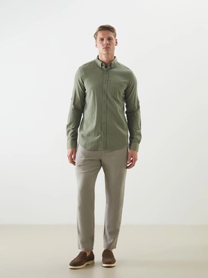 LC Waikiki Lcwaıkıkı Classic Yeşil Regular Fit Keten Karışımlı Erkek Chino Pantolon