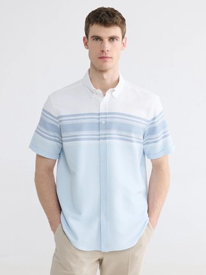 LC Waikiki Lcwaıkıkı Classic Turkuaz Regular Fit Armürlü Erkek Gömlek