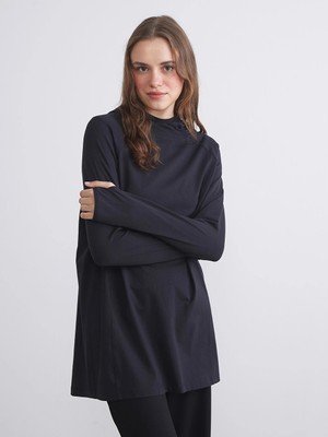 Lcw Modest Siyah Kapüşonlu Kadın Tunik