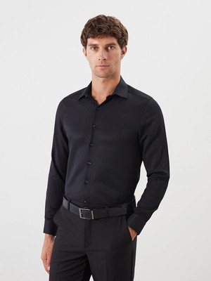 Lcw Busıness Siyah Slim Fit Armürlü Erkek Gömlek