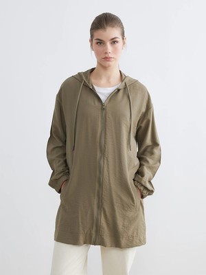 Lcw Modest Haki Kapüşonlu Oversize Kadın Tunik