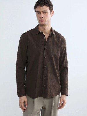 Lcw Vision Kahverengi Regular Fit Erkek Gömlek