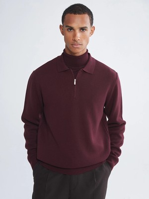 Lcw Vision Bordo Polo Yaka Erkek Triko Kazak