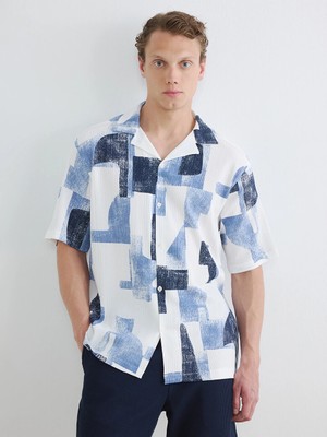 Lcw Vision Mavi Regular Fit Desenli Erkek Gömlek