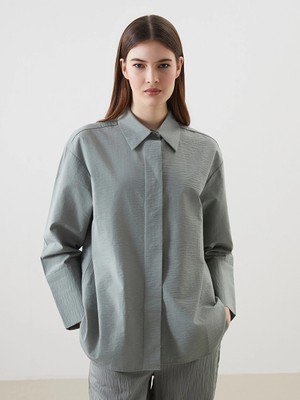 Lcw Modest Haki Oversize Poplin Kadın Gömlek Tunik