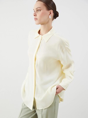 Lcw Modest Sarı Oversize Kadın Gömlek Tunik