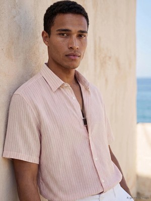 Lcw Vision Pembe Regular Fit Çizgili Erkek Gömlek