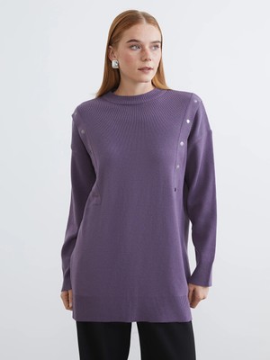 Lcw Modest Mor Bisiklet Yaka Kadın Triko Tunik