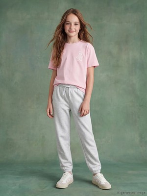 LC Waikiki Lcw Kids Gri Beli Lastikli Kız Çocuk Jogger Eşofman Altı