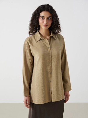 Lcw Modest Yeşil Oversize Kadın Gömlek Tunik