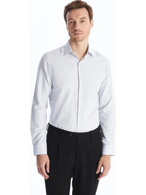 Lcw Busıness Gri Slim Fit Uzun Kollu Armürlü Erkek Dokulu Gömlek