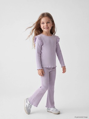 LC Waikiki Lcw Kids Lila Fitilli Kız Çocuk Ispanyol Paça Tayt