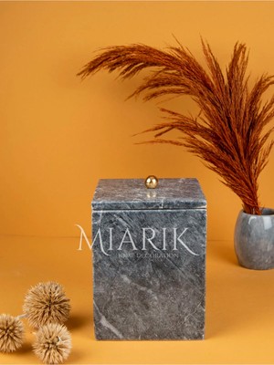 Miarik Design Dekoratif Mermer Kare Çöp Kovası