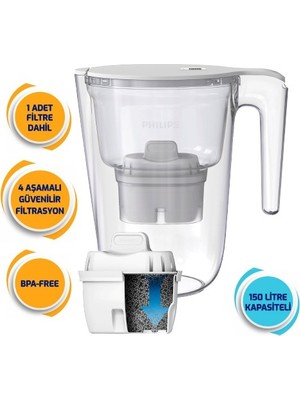 Philips Su Arıtma Filtreli Sürahi 3,5 L Awp2937wht