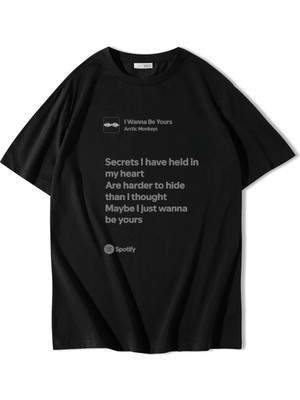 Brz Collection Unisex Oversize I Wanna Be Yours - Arctic Monkeys T-Shirt Siyah