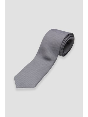 Abbate Kravat 8 cm Mikrofiber Polyester Açık Gri Erkek Desenli Kravat