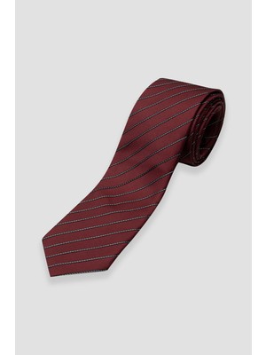Abbate Kravat 8 cm Mikrofiber Polyester Bordo Erkek Çizgili Kravat