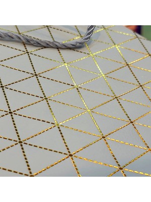 Nevamel® Beyaz Geometrik Desenli Mini Boy Karton Hediye Çantası