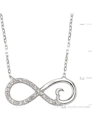 Inure Jewelry Inure Jewelry Zirkon Taşlı Sonsuzluk Kalp Kolye