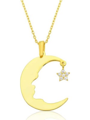 Inure Jewelry Gümüş Ay Yıldız Atatürk Silüeti Kolye