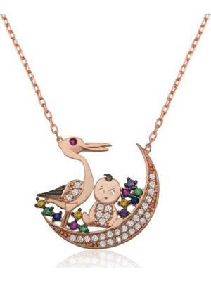 Inure Jewelry Inure Jewelry Gümüş Leylek Ve Bebek Bayan Kolye