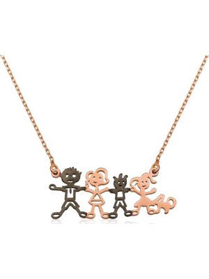 Inure Jewelry Inure Jewelry Gümüş Mutlu Aile Kolye