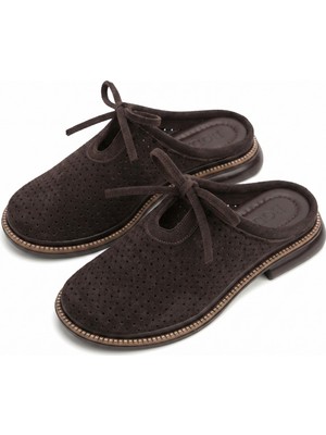 Meril Shoes Vello Süet Delikli Bağcıklı Kadın Terlik