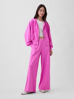 Gap Kadın Pembe Gap Logo Fransız Havlu Kumaş Wide-Leg Jogger Eşofman Altı