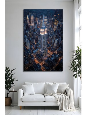 Parıltı Yayınları New York Manzaralı Cam Tablo Salon ve Ofis Için Lüks Duvar Dekoru