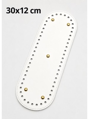 Angel Çanta Aksesuar Suni Deri 30X12 cm Oval Çanta Tabanı Beyaz Renk Light Gold Aparatlı