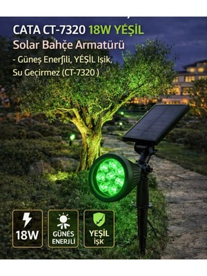 Cata CT-7320 18W Solar Bahçe Armatürü Yeşil Cata