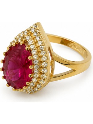 Yazıcılar 14 Ayar Altın Ruby Queen Damla Taşlı Yüzük 3,49 gr ( 896)