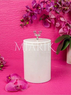 Miarik Design Dekoratif Beyaz Mermer Çöp Kovası