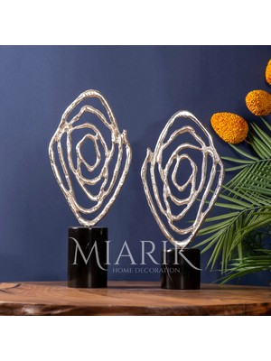 Miarik Design Dekoratif Siyah Mermer Kaideli Gümüş Sonsuzluk Obje