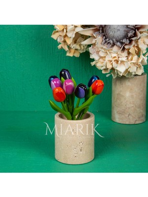 Miarik Design Mermer Traverten Diş Fırçalık Vazo Sunumluk