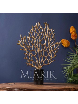 Miarik Design Dekoratif Obje Mermer Kaideli Pirinç Metal Hayat Ağacı
