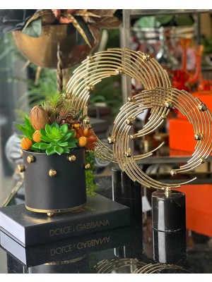 Miarik Design Dekoratif Siyah Mermer Kaideli Gezegen Dekor Obje