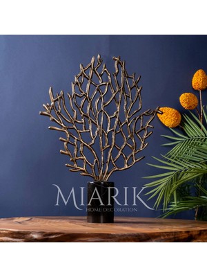 Miarik Design Dekoratif Obje Mermer Kaideli Pirinç Metal Hayat Ağacı