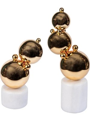 Miarik Design Dekoratif Mermer Kaideli 2li Gold Top Top Balon Dekor