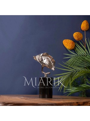 Miarik Design Dekoratif Siyah Mermer Kaideli Tek Gümüş Mantar Dekor
