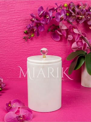 Miarik Design Dekoratif Beyaz Mermer Çöp Kovası