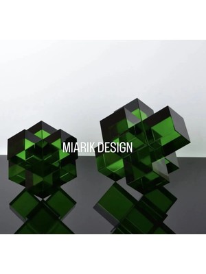 Miarik Design Dekoratif 2li Kübik Kristal Obje Kitap Tutucu