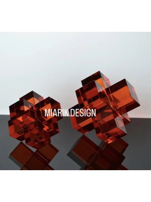 Miarik Design Dekoratif 2li Kübik Kristal Obje Kitap Tutucu