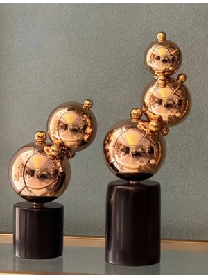 Miarik Design Dekoratif Mermer Kaideli 2li Gold Top Top Balon Dekor