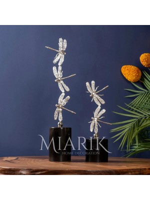 Miarik Design Dekoratif Beyaz Mermer Kaideli 2li Gold Yusufcuk Dekor Obje