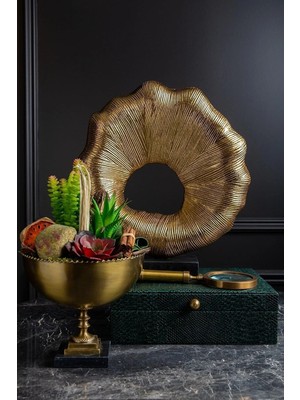 Miarik Design Dekoratif Siyah Mermer Kaideli Gold Güneş Obje